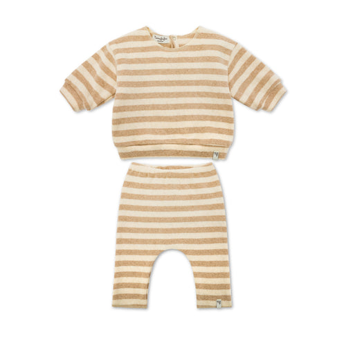 Beige Striped Suit