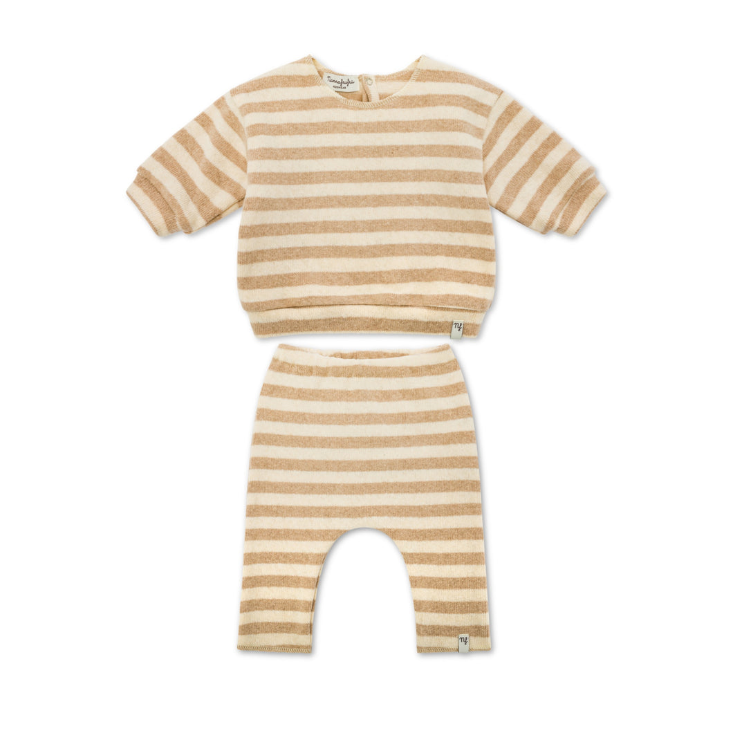 Beige Striped Suit