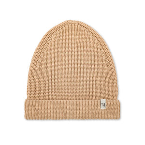 Beige cotton ribbed hat