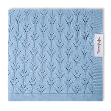 Carica l'immagine nel visualizzatore di Gallery, Coperta Traforata Bamboo e cotone Azzurra