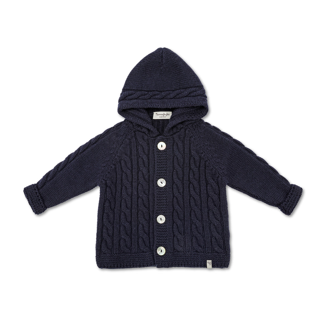Cappotto Treccia Blu 100% Lana