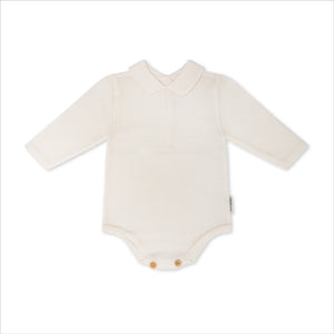 Body con colletto Ecru 100% Lana