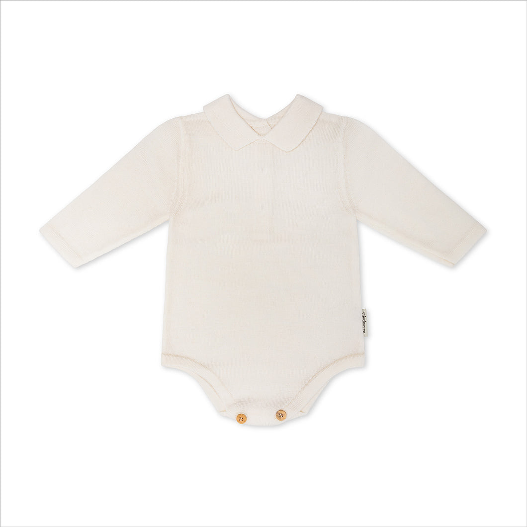 Body con colletto Ecru 100% Lana