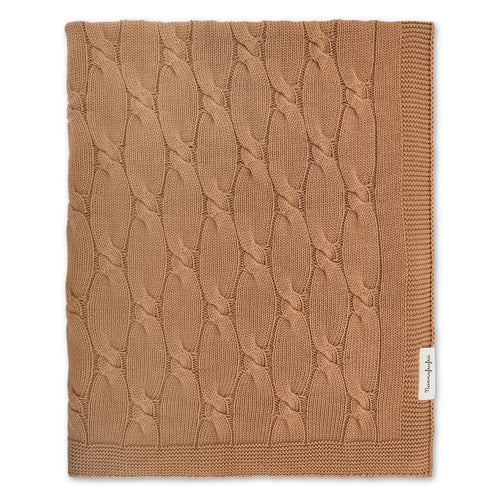 Coperta treccia cotone naturale nocciola