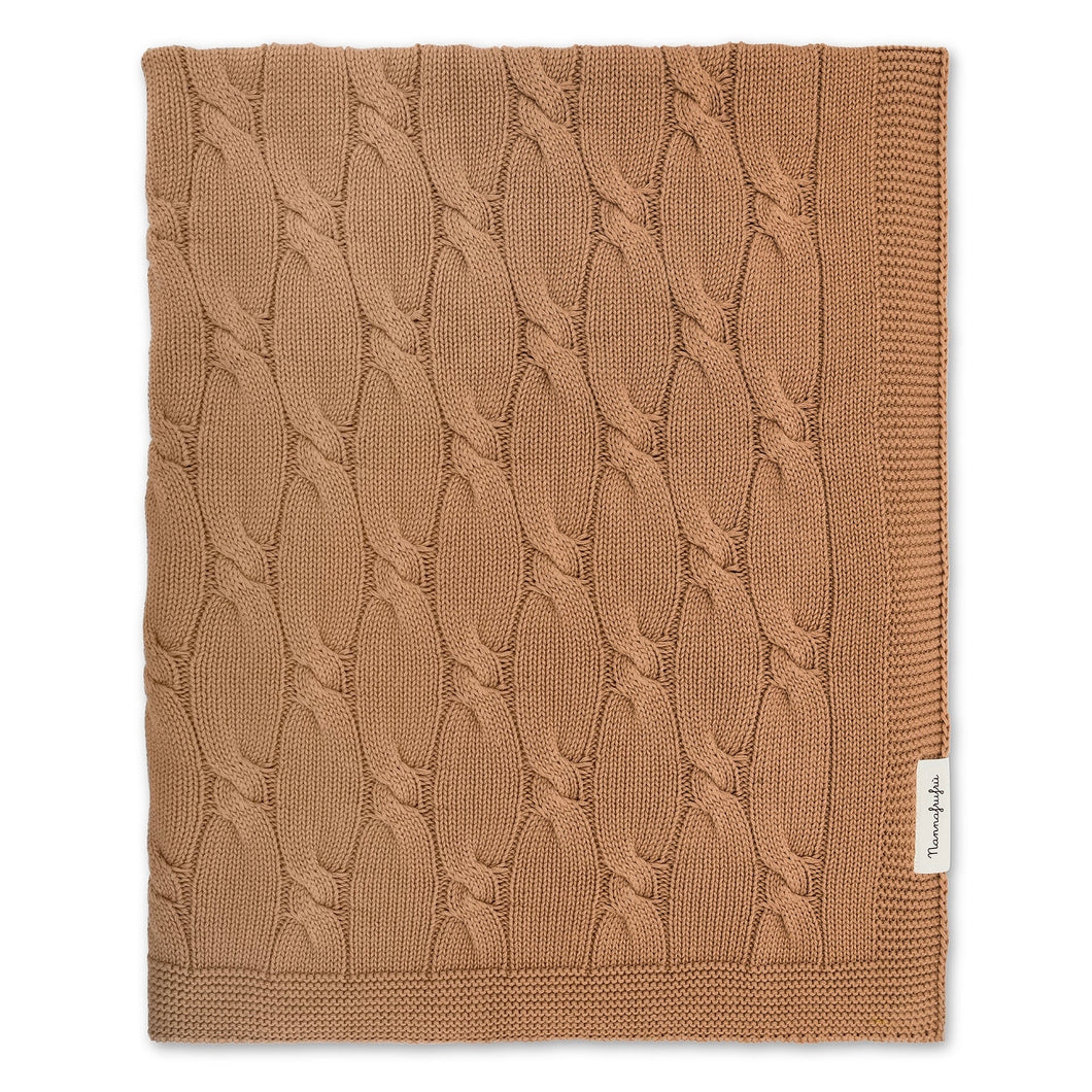 Coperta treccia cotone naturale nocciola