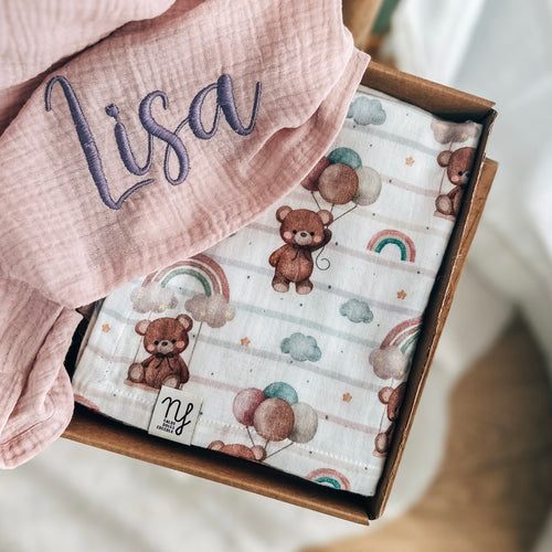 Baby set mussola Righe Orsetto