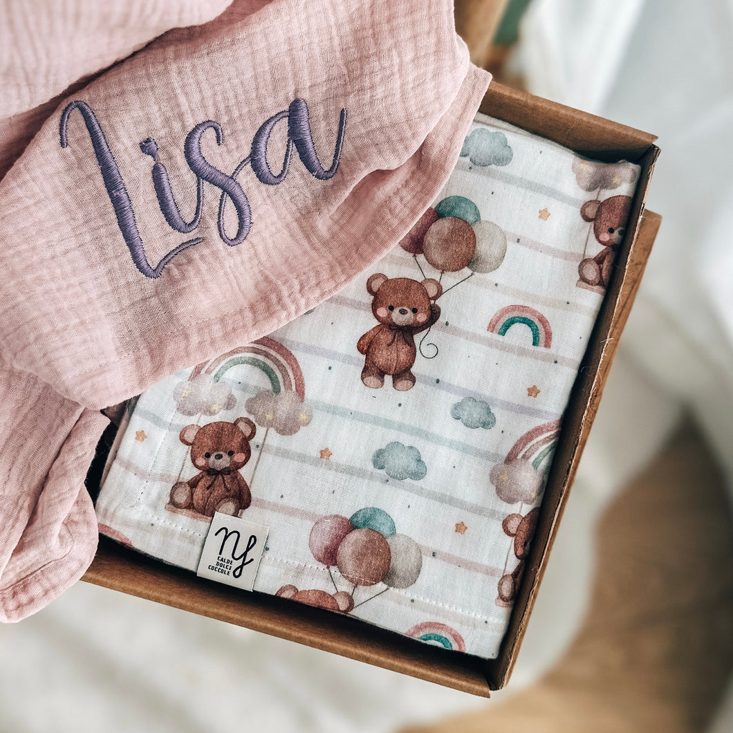 Baby set mussola Righe Orsetto