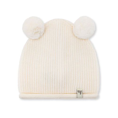 Ecru Pompom Hat