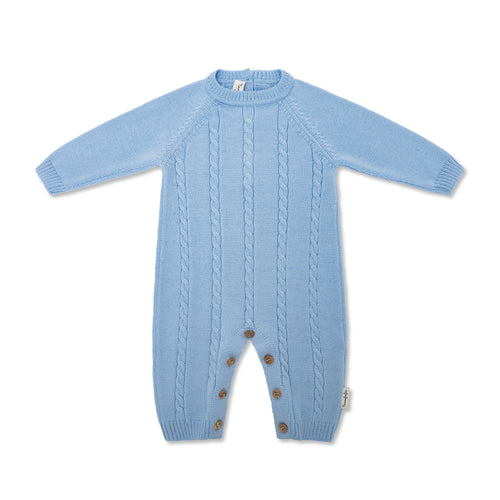 Tutina Treccia Azzurro 100% lana merino